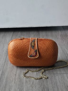 Desenyo Buntal Philippine Handwoven Buntal Palm Clutch Shoulder Bag Gold Chain